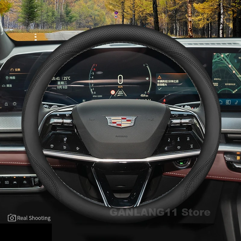 

Leather Car Steering Wheel Cover For Cadillac CT5 XT4 XT5 XT6 CT4 CT6 XTS ATS LYRlQ Escalade lQ interior Accessories 2025 2026