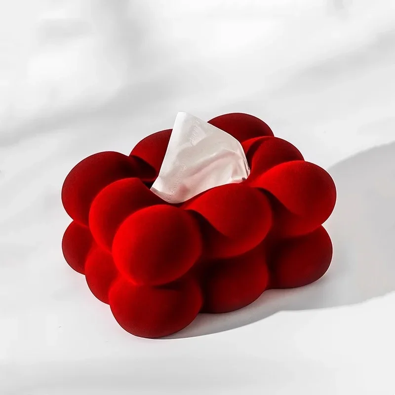 Flocked Tissue Box Geometrically Spherical Bubbles Ball Paper Towel Holder Napkin Tissue Case Tabletop Storage Container Storage
