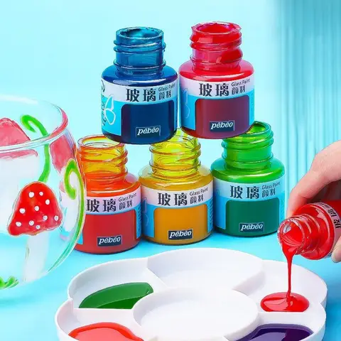 Pebeo 스테인드 글라스 페인트, 오일 기반 색상, 전문 그래피티 포스터, 초보자 아티스트 교육, DIY 도구, 미술 용품 문구, 20ml Best5