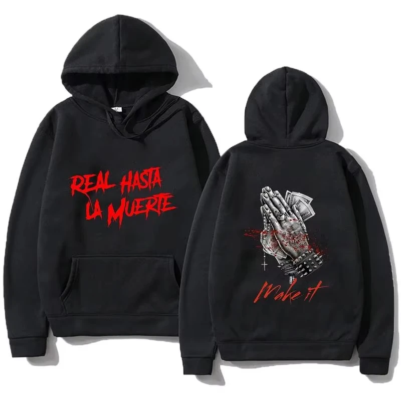

Rapper Anuel AA Real Hasta La Muerte New Style Sweatshirt Men's Clothing Fashion Street Hip Hop Vintage Hoodie Oversized Hoodies