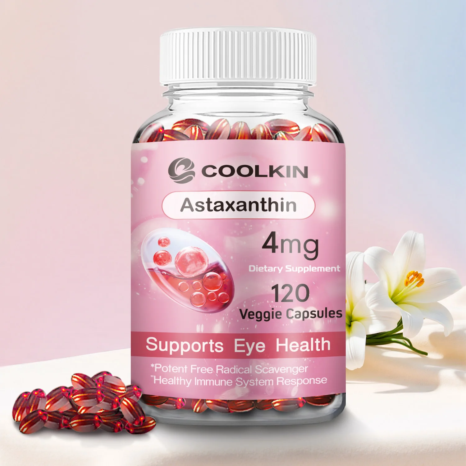 

Astaxanthin - Antioxidant, Supports Eye, Joint and Skin Health, Promotes Nervous System Health, Improves Immunity, Non-GMO