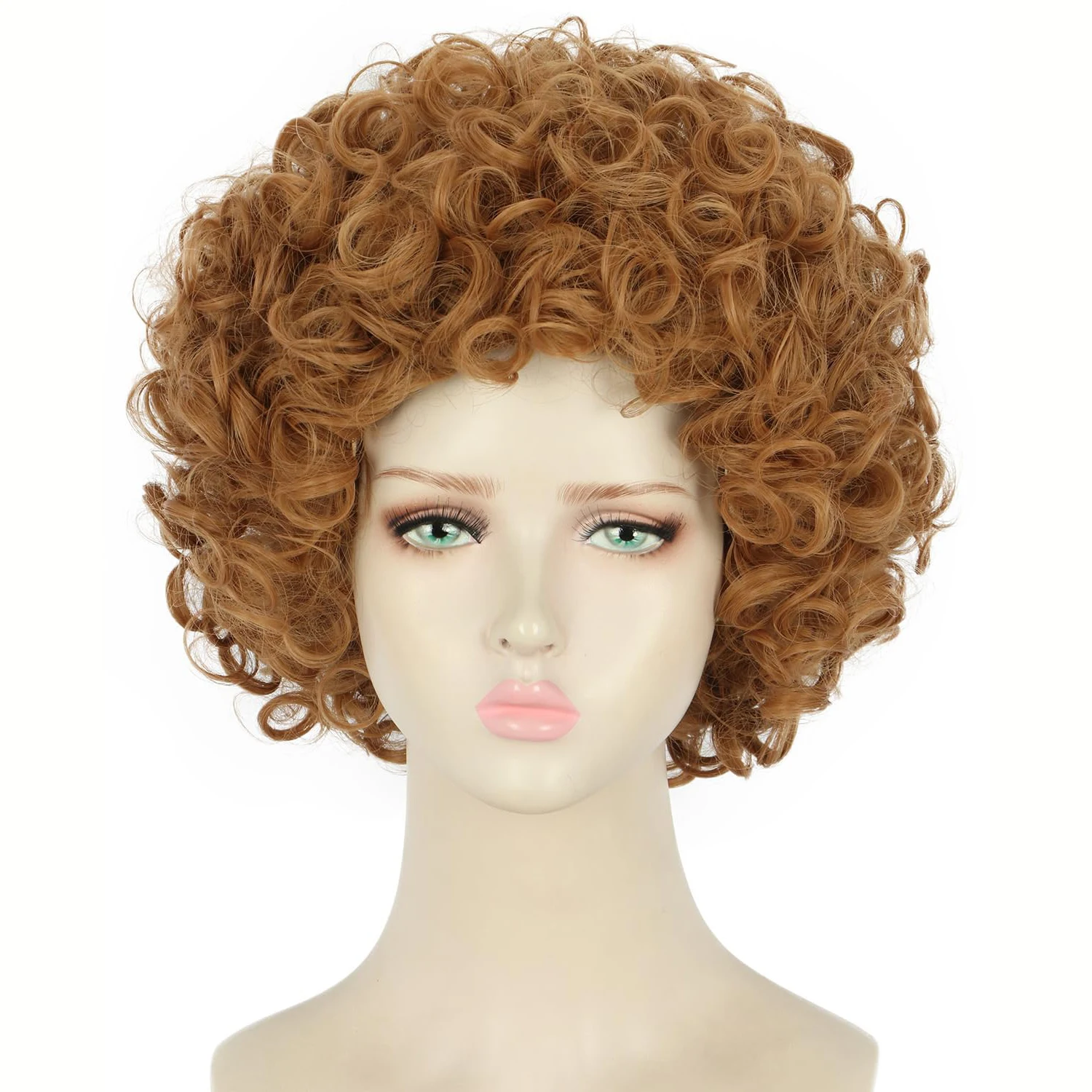 

Короткий коричневый кудрявый пушистый парик в африканском стиле для взрослых, аксессуар для волос для нарядов в стиле диско 70-х и 80-х годов, изготовлен из термостойкого синтетического волокна, прочный и дышащий парик, унисекс.