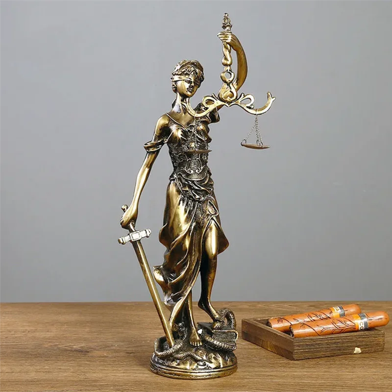 Goddess of Justice Themes,Greek figure resin sculpture,office decoration,retro home decoration,Heavenly God statue ornament gift