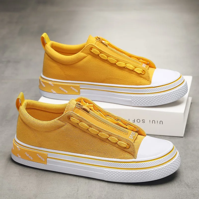

Fashion Printing Flat Man Shoes 2025 Spring New Men Casual Shoes Yellow Comfortable Breathable Anti slip Sports Sneakers For Man