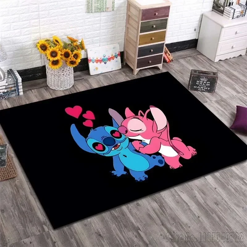 

Stitch and Angel Printing Carpet for Living Room Bedroom Sofa Doormat Decor Kids Play Home Area Rug Non-slip Mat