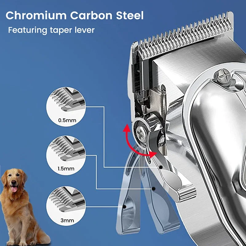 Imagem -02 - All-metal Recarregável Pet Hair Clipper Profissional Dog Trimmer Cat Shaver Máquina de Corte Puppy Grooming Corte de Cabelo Baixo Noice