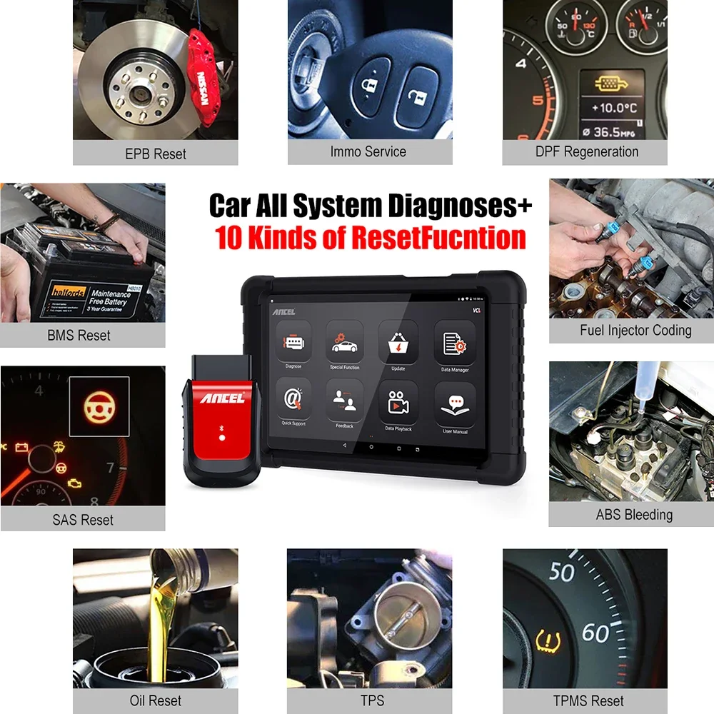 Ancel X6 All System Scanner Diagnosetool 10 Reset SAS EPB Öl ABS D-P-F TPS BMS TPMS IMMO Auto 2 Tools