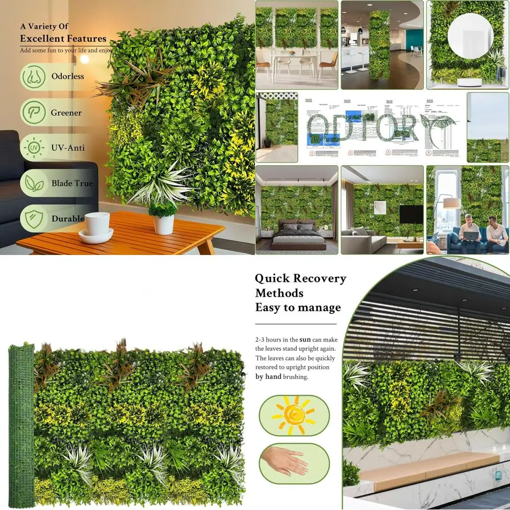 

40x60 Inch Outdoor/Indoor UV-Resistant Artificial Greenery Wall Panel - Boxwood Ivy Hedge for Privacy and Decor
