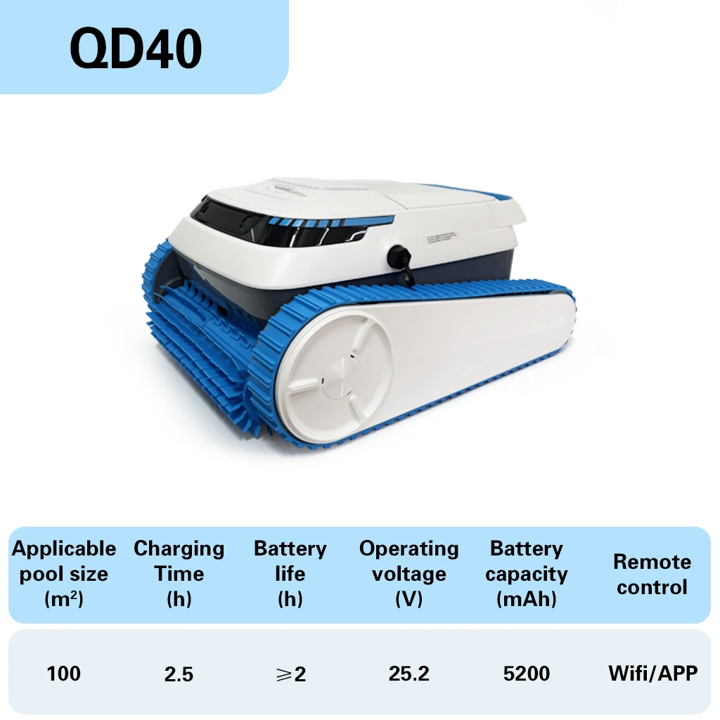

Applicable to PC20 QD-40 Automatic Vacuum+Brush, Lightweight Rechargeable for Residential/Above Ground Pool