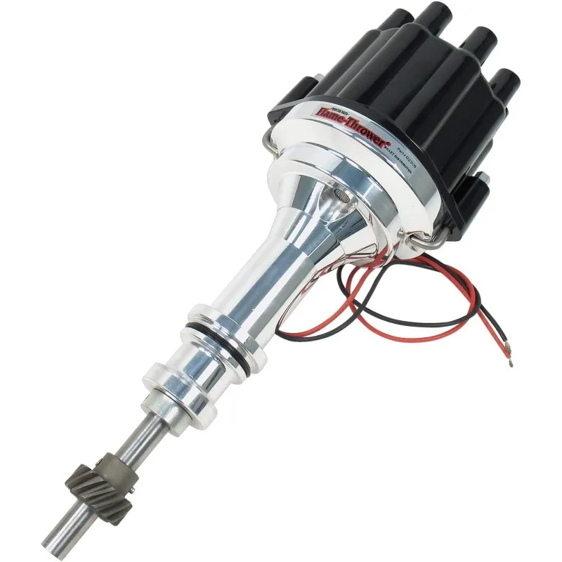 

Pertronix D230800 Flame-Thrower Plug and Play Black Cap Marine Billet Electronic Distributor with Ignitor II Technology with Bla