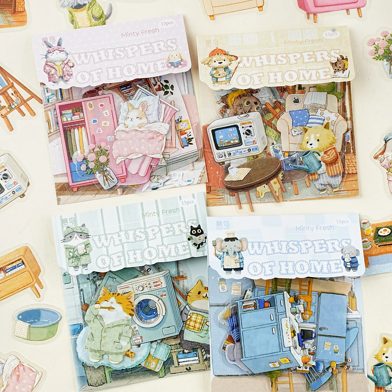 

4packs/1lot kawaii Stationery Sticker Whispers of Dwelling junk journal Decorative Scrapbooking DIY Craft Sticker