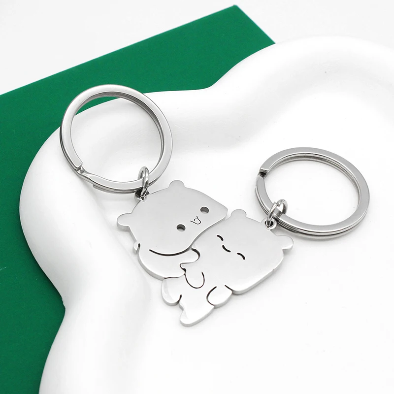 1 Pair Funny Unique Bear Fashion Cute Design Accessories Couple Valentine\'s Gift High Quality Keychain Funny Student Bag Pendant