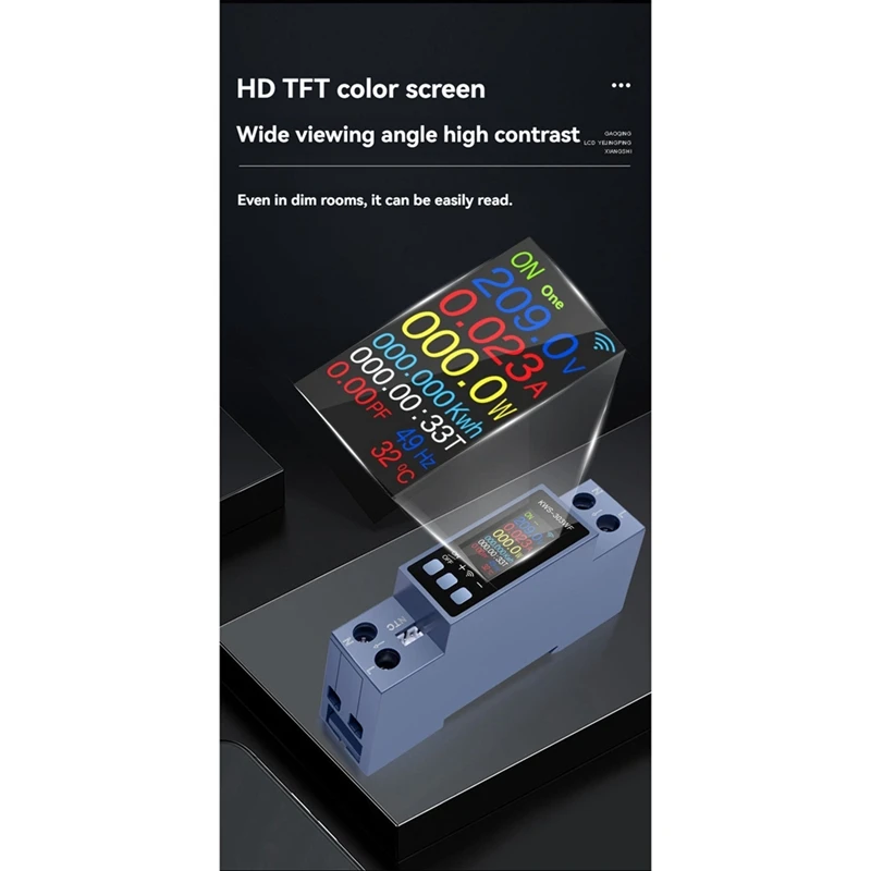 TUYA WIFI Energy Meter Din Rail Mount Digital Voltmeter Ammeter Wattmeter AC 80-290V Kwh Power Meter Remote Control