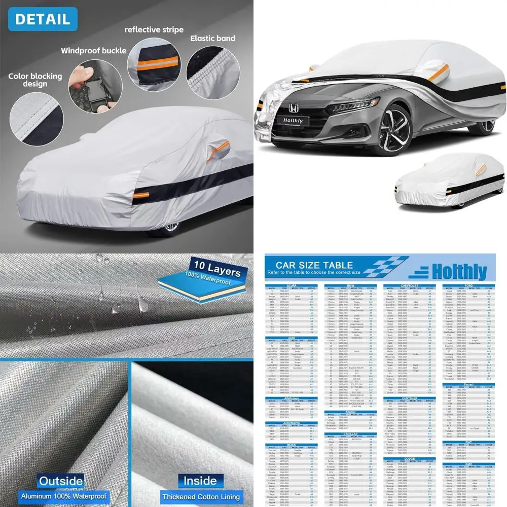 

Универсальный чехол для автомобиля из 10 слоев, водонепроницаемый и всепогодный, для седанов, идеально подходит для автомобилей среднего размера