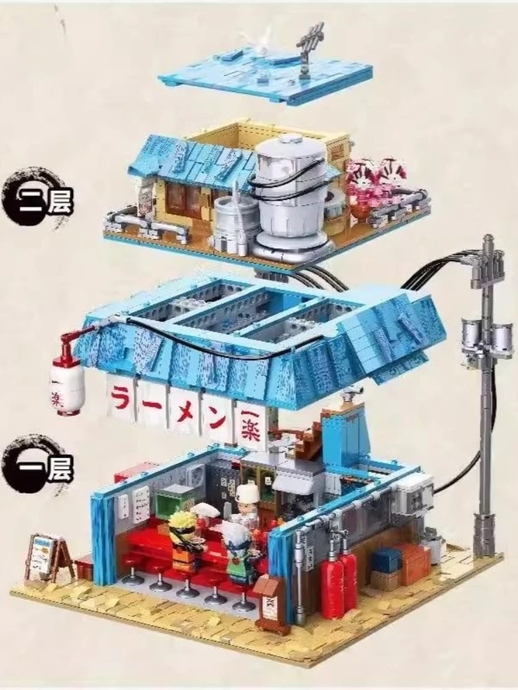 Keeppley NARUTO Rāmen Ichiraku blocs de construction Kawaii Anime scène de rue jouet modèle ornement de bureau cadeau de vacances pour enfants