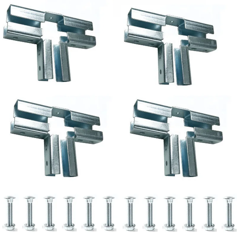 Premium 4Pcs 4‑Way Square Tube Joint Connectors, Robust Easy‑Assemble Fitting Hardware For Versatile DIY Metal Structure