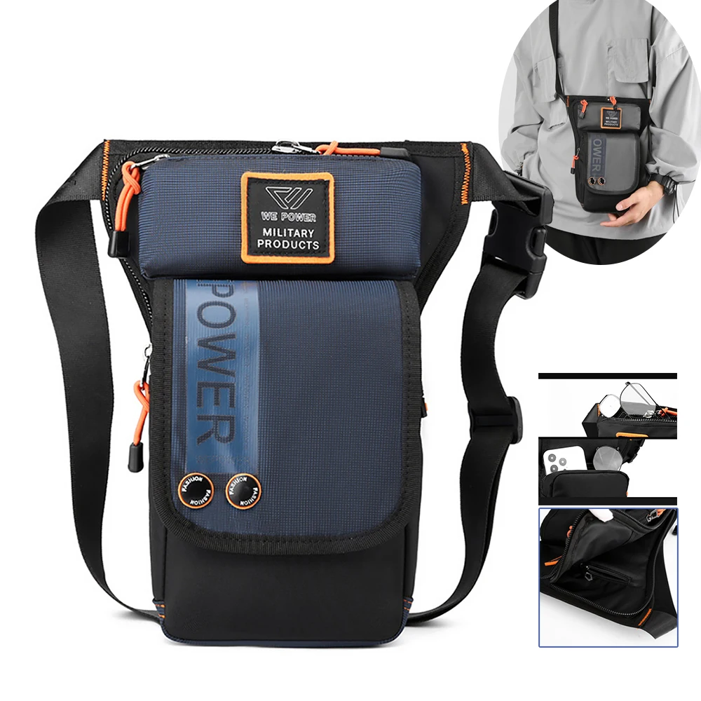 Men Waterproof Oxford  Drop Leg Fanny Bag Motorcycle Rider Hip Bum Belt Pouch Male Shoulder Messenger Waist Pack Bags