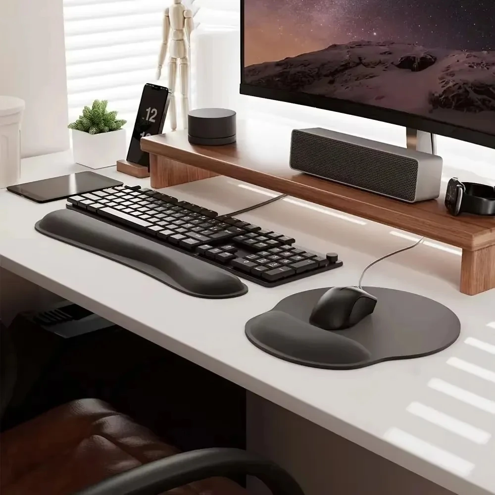 Soft Ergonomic Computer Keyboard Wrist Rest Memory Foam Wrist Rest Mouse Pad Set for Easy Typing & Pain Relief for Office & Home image 3