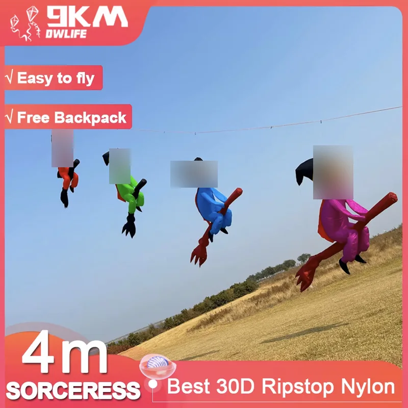 Línea de cometa de hechicera de 9KM y 4m, cometa de lavandería, nailon Ripstop inflable suave con bolsa para Festival de cometas (acceptar al por mayor)