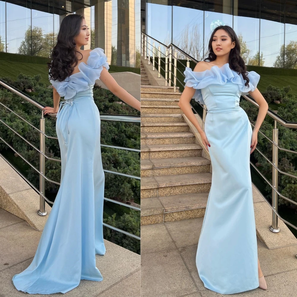 Yipeisha Prom Dress High Quality Off-the-shoulder Sheath Evening  Contoured Satin Floor Length Custom