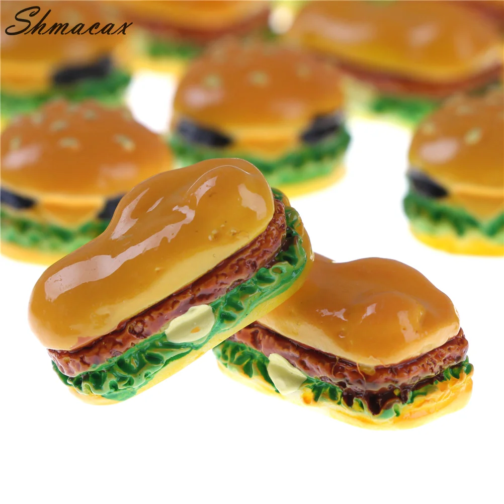 Hamburger Miniature Food Models, Dollhouse Acessórios, 2pcs