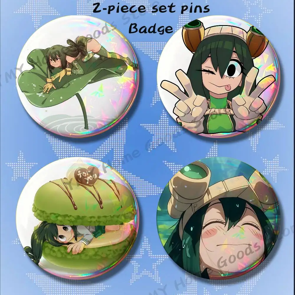 SO Cute T-Tsuyu Asui Brooches for Backpack Accessories 25 32 44 58 75mm Round 2-piece set Free Mix