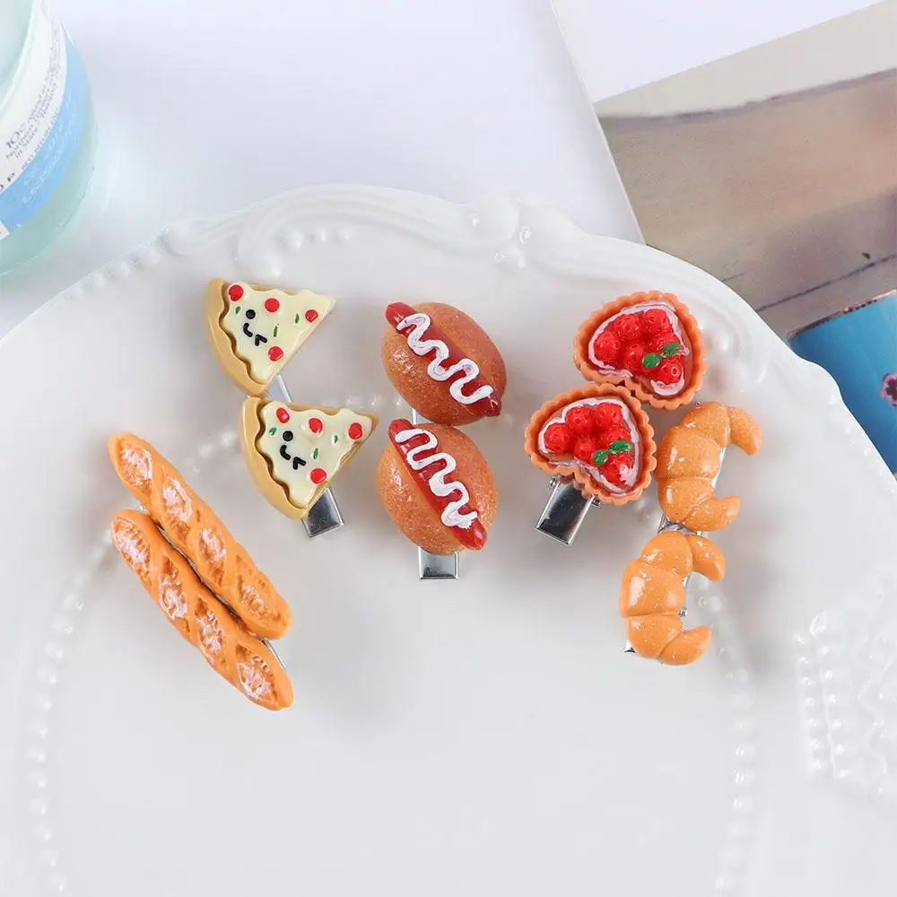 

Geometric Cute Croissant Egg Tart Hot Dog Pizza BB Hairpins Korean Barrettes Women Hair Clips Duckbill Side Clips