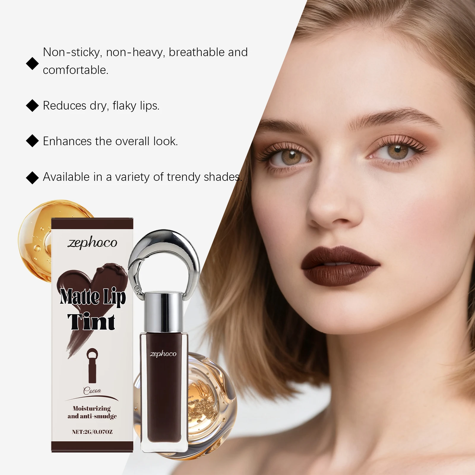 Matte lipgloss Natuurlijke liptint Langdurige kleurbehoud Waterdichte lipgloss Hydraterende cosmetica 4 kleuren