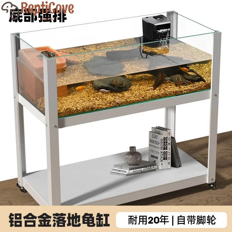 

Новый большой эко-бак для черепахи, стеклянный пейзажный резервуар в стиле амфибии с нижним дренажем, специальный ящик для разведения черепах для домашнего использования