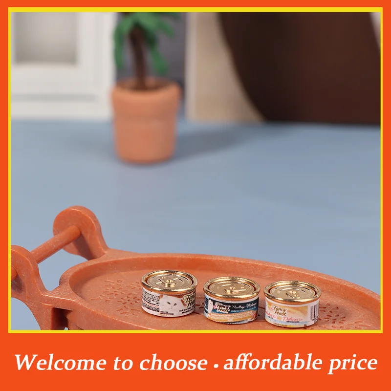 

。New 1/12Dollhouse Dolls House Home Decorations Pretend Play Toys Simulation Cat Can Dollhouse Mini alloy Cat Food Toy