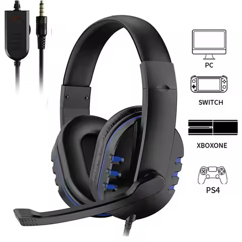 Headphones 3.5mm Wired Gaming Headset Earphones Music For PS4 Play Station 4 Game PC Chat computer With Microphone