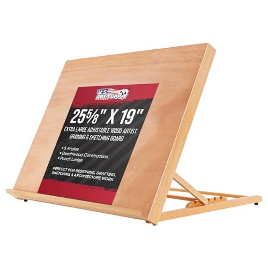 

Доска для рисования и черчения X-25-5/8" x 19" A2 из дерева, регулируемая, настольная, с 6 углами наклона для ручки - мольберт для рисования и черчения.
