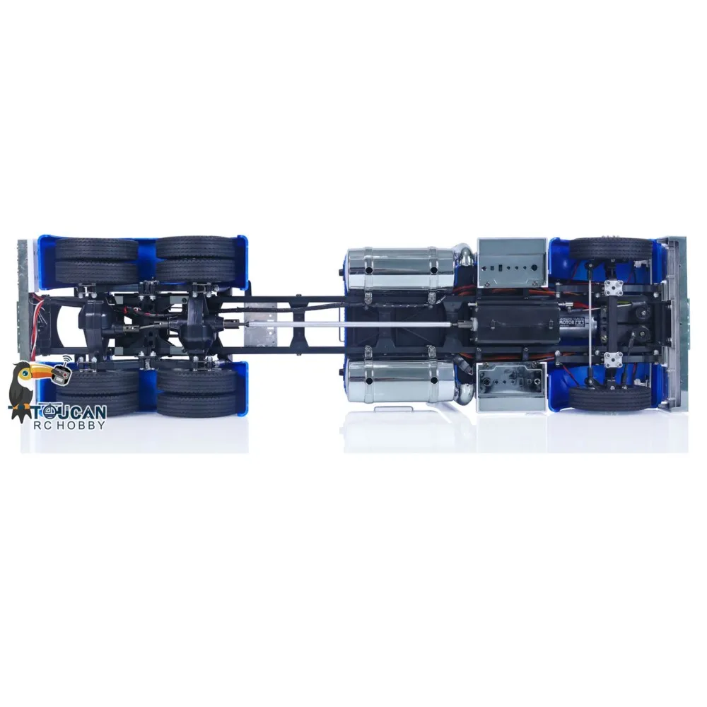 Camión Tractor de control remoto de 3 ejes 1/14 6x4 56344 RTR, vehículo de Control remoto con luces de sonido, modelo de pintura TOUCAN de juguete