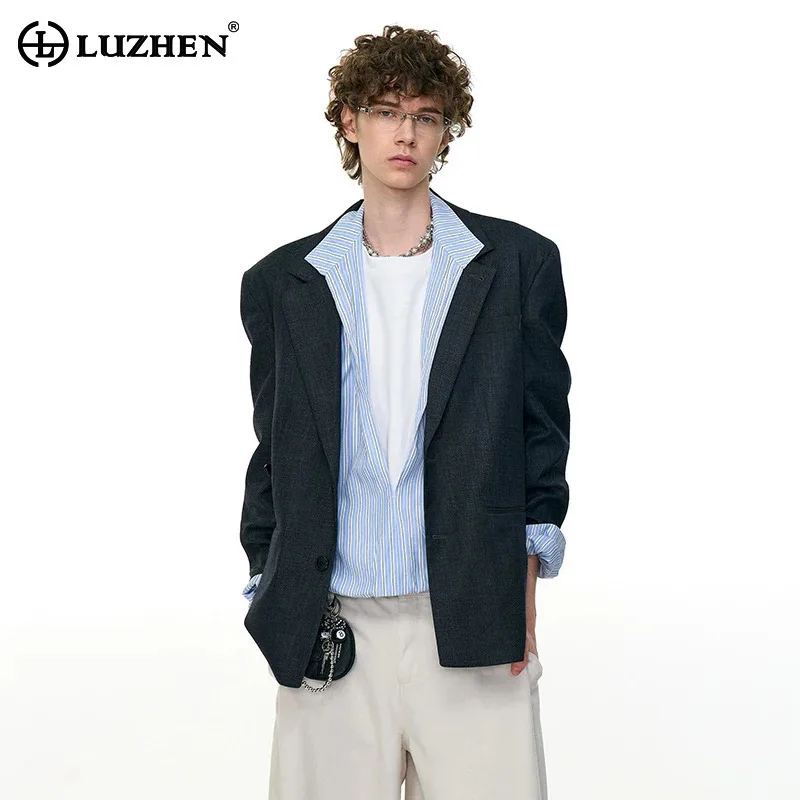 

LUZHEN 2025 новый модный элегантный однотонный пиджак пальто мужской высокого качества красивый темперамент корейская повседневная мужская одежда JY5405