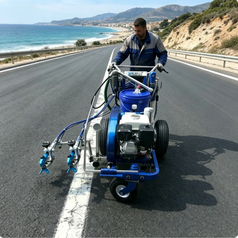 Road Marking Machine Line Striping Machine Traffic Line Striper High Pressure Airless Hand Push Cold Paint For Pavement Slab