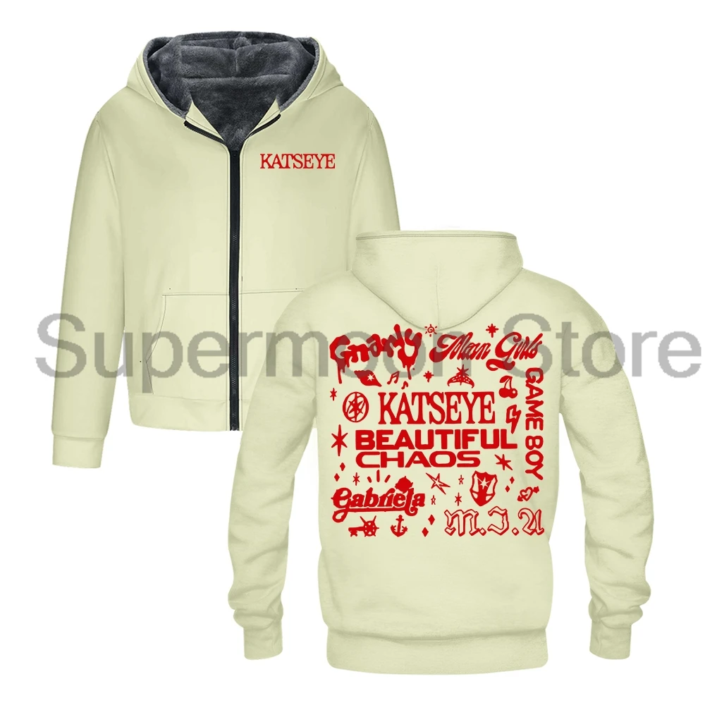 سترة Kpop Katseye Beautiful Chaos Album Merch بسحاب وأكمام طويلة ملابس الشارع الشهير للرجال والنساء معطف شتوي سترات