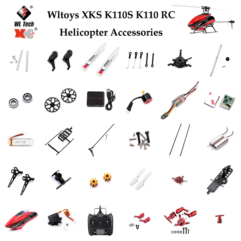 Wltoys XK K110S K110 V977 Accessories Parts RC Helicopter Brushless Motor Blade Gear ESC Receiver Main Gear Blades Shaft Servo