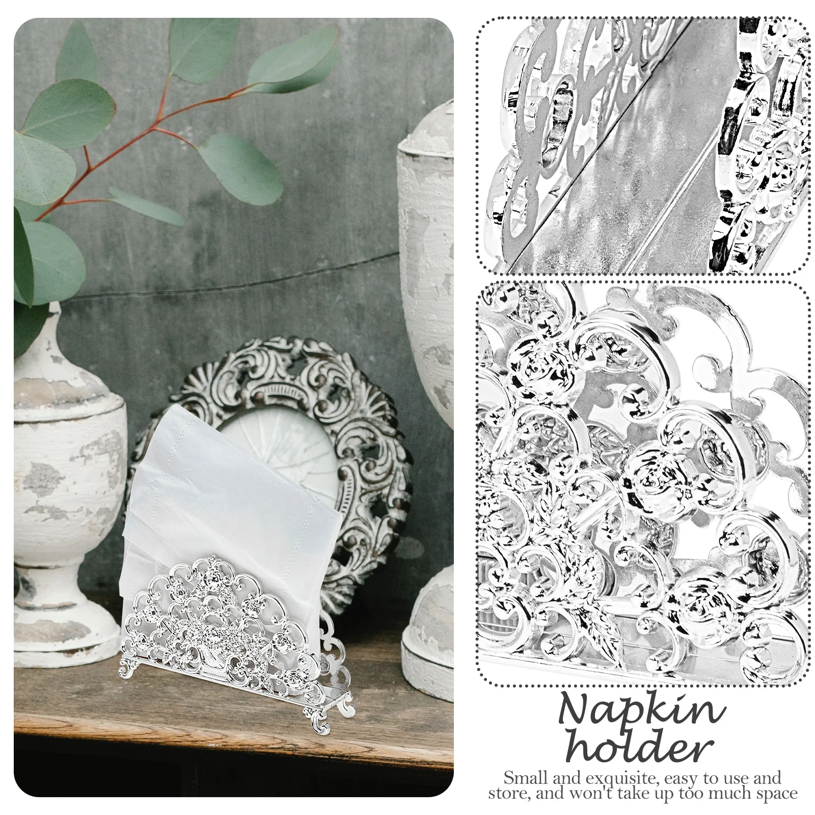 

Metal Tissue Holder Zinc Alloy Napkin Stand Compact Desktop Organizer For Home Dining Table Creative Paper Towel Stand Kitchen