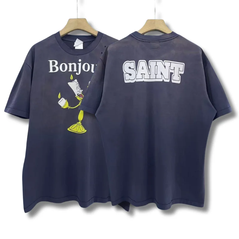 

Винтажные футболки SAINT из плотной ткани, высокое качество, женские и мужские футболки с буквенным принтом, футболки с графическим рисунком