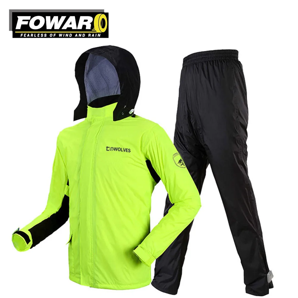 

Road Commuter Outdoor Reflective Night Motorcycle Rain Jacket Set Men Outdoor Motorcycle Riding Split Rain Jacket Rain Pants