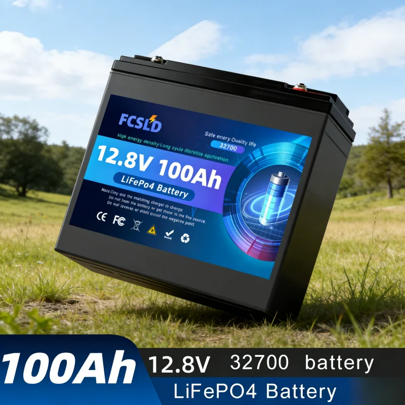 

12.8V 100Ah 32700 LiFePO4 Battery with 200A BMS 6000 Deep Cycles for Solar Power Camping Home Backup System