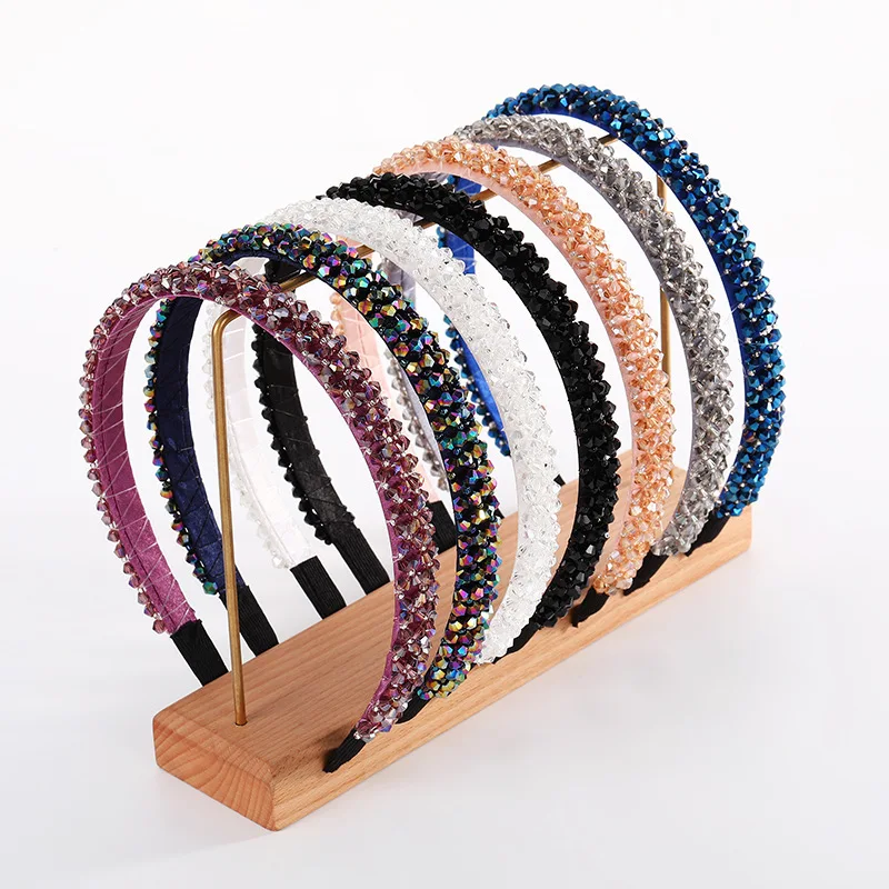 Handmade Beaded Headband Thin Cross Colorful Bead Braided Hairband Hair Rope Women Hair Accessories