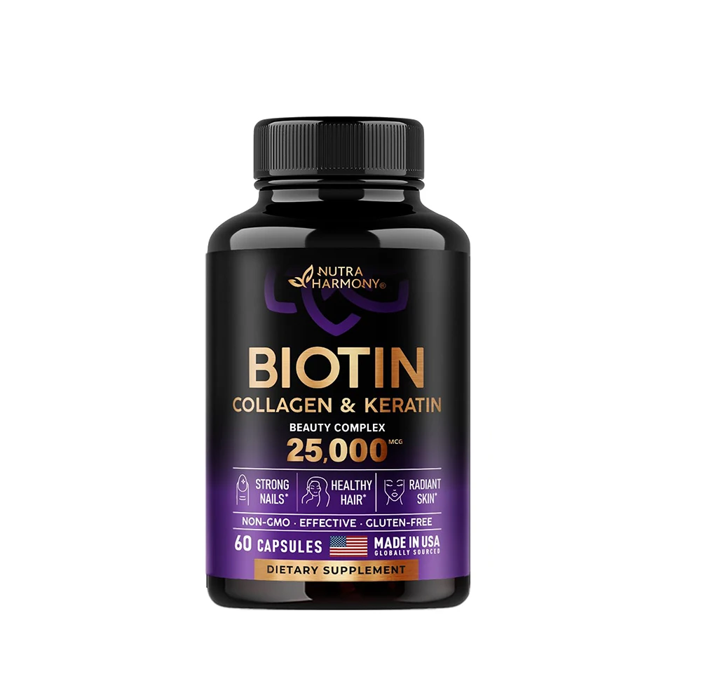 Biotin, Collagen, Keratin, Hyaluronic Acid - Hair Support Supplement, Skin & Nail Beauty Complex for Men and Women