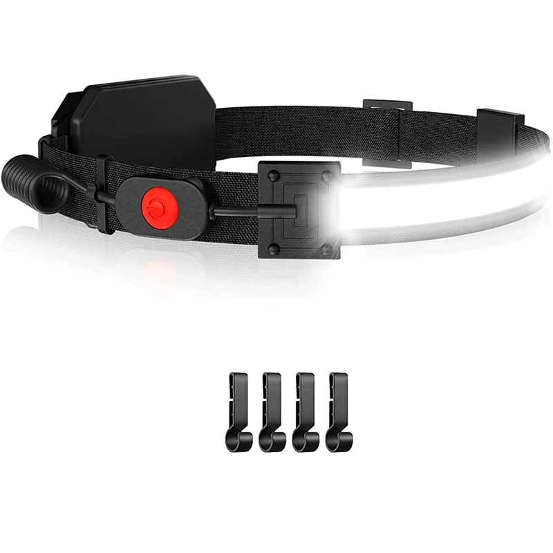 赤いテールライト付きの充電式LEDヘッドライト、230 ° ワイドビームヘッドランプ、ランニングライト、ランナー、キャンプ、ハイキングなど