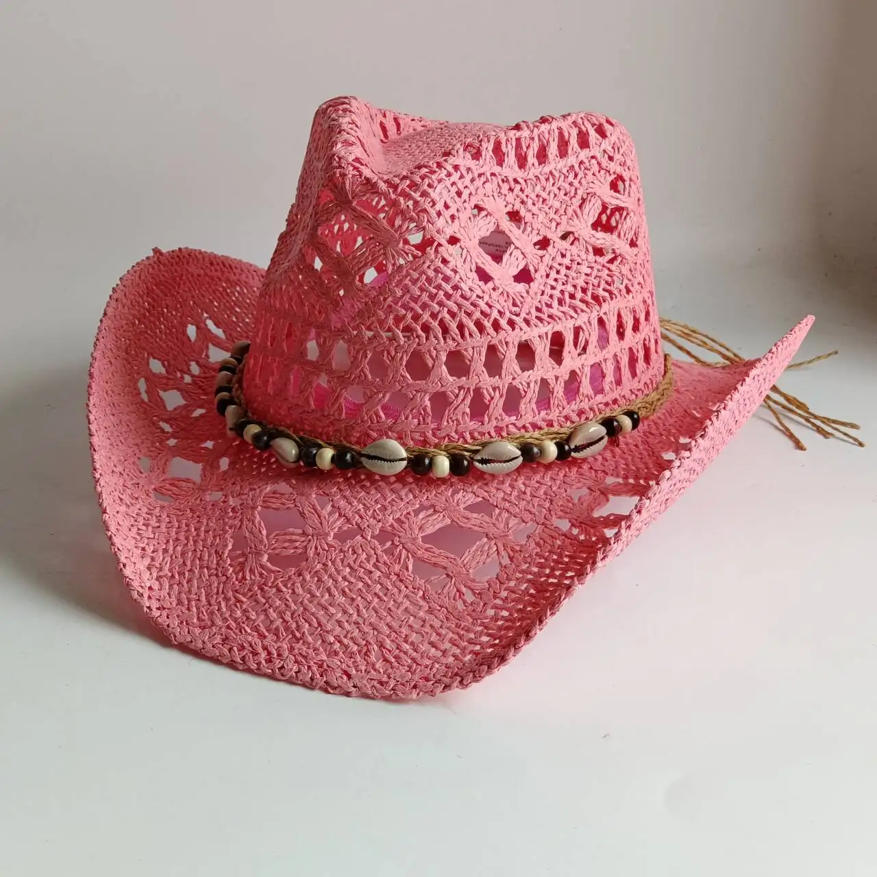 Chapéu de palha rosa estilo co - Cowboy Hat Straw avaliação e preço