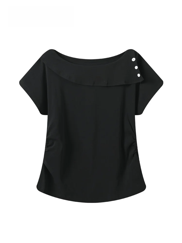 

Summer New Style Women's Short Sleeve T-Shirt Big Size Cotton Blend Elastic Fly Sleeve Design Sweet Style Casual Top for plus...