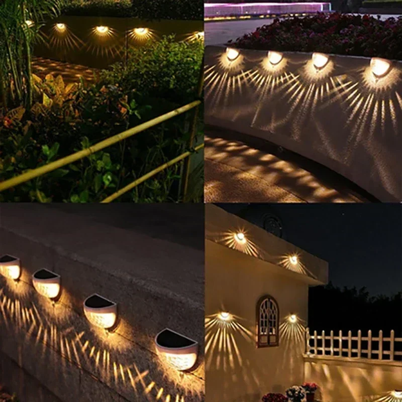 6Pack LED Solar Light Outdoor Wall Lamps Energy Garden Lamps Waterproof Solar Fence Lamp Christmas Decoration Festoon Led Light