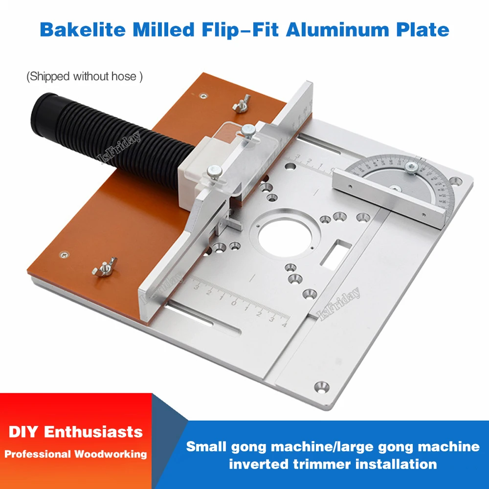 Aluminium Router Table Insert Plate Electric Wood Milling Flip Board with Miter Gauge Guide Set Table Saw Woodworking Workbench