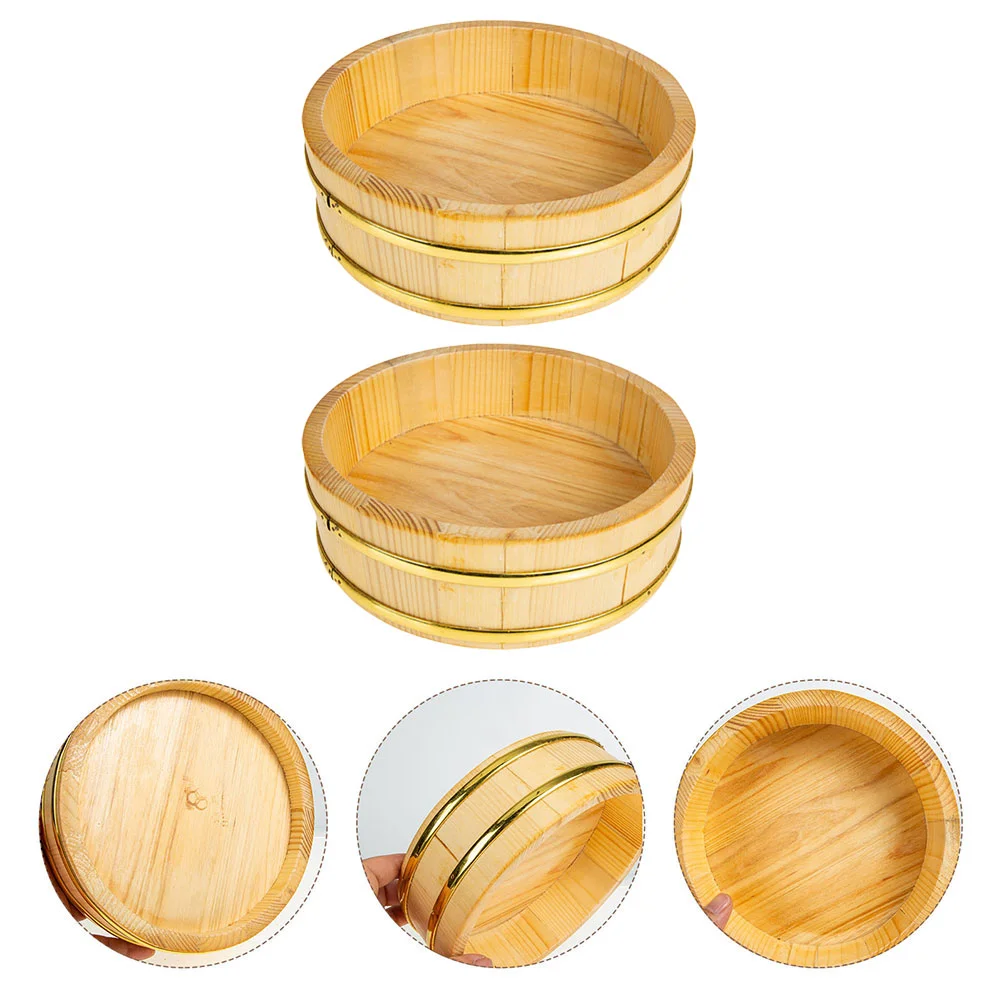 

2 Pcs Sushi Bucket Board Rice Mixing Bowl Container Wooden Making Gadget Sashimi Serving Eater Japanese