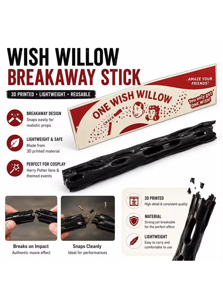 Drukowany w 3D Wierzby Wymarzonej Życzenia 10cm, Łamalny Talizman Szczęścia z Retro Pudełkiem na Ślub, Urodziny, Boże Narodzenie, Rekwizyt — 2